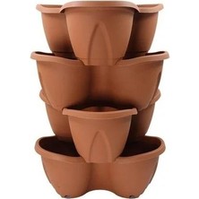 Hep İndirimli Pamukkale Dekoratif Saksı Çilek Saksı 4'lü Set 12.5 Litre Kiremit No 3