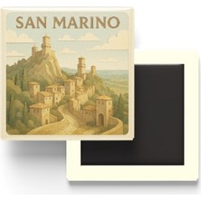 İberk Buzdolap Magnetleri - San Marino Bayrağı ve Paper Cut Tema - 2'li Set Magneti
