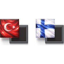 İberk Buzdolap Magnetleri - Finlandiya Bayrağı ve Türk Bayrağı - 2'li Set Magneti