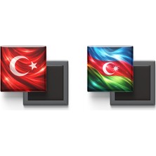 İberk Buzdolap Magnetleri - Azerbaycan Bayrağı ve Türk Bayrağı - 2'li Set Magneti