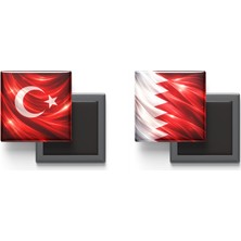 İberk Buzdolap Magnetleri - Bahreyn Bayrağı ve Türk Bayrağı - 2'li Set Magneti
