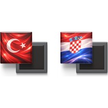 İberk Buzdolap Magnetleri - Hırvatistan Bayrağı ve Türk Bayrağı - 2'li Set Magneti