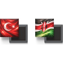 İberk Buzdolap Magnetleri - Kenya Bayrağı ve Türk Bayrağı - 2'li Set Magneti