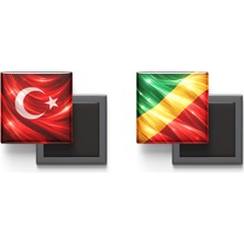 İberk Buzdolap Magnetleri - Kongo Cumhuriyeti Bayrağı ve Türk Bayrağı - 2'li Set Magneti