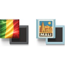 İberk Buzdolap Magnetleri - Mali Bayrağı ve Posta Pulu Tema - 2'li Set Magneti