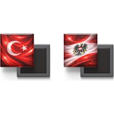 İberk Buzdolap Magnetleri - Avusturya Bayrağı ve Türk Bayrağı - 2'li Set Magneti