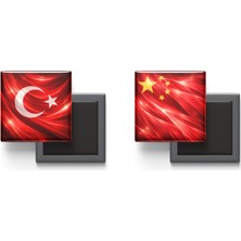 İberk Buzdolap Magnetleri - Çin Bayrağı ve Türk Bayrağı - 2'li Set Magneti