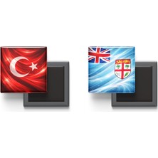 İberk Buzdolap Magnetleri - Fiji Bayrağı ve Türk Bayrağı - 2'li Set Magneti