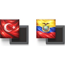İberk Buzdolap Magnetleri - Ekvador Bayrağı ve Türk Bayrağı - 2'li Set Magneti