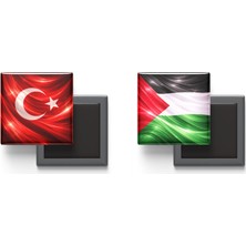 İberk Buzdolap Magnetleri - Filistin Bayrağı ve Türk Bayrağı - 2'li Set Magneti