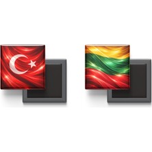 İberk Buzdolap Magnetleri - Litvanya Bayrağı ve Türk Bayrağı - 2'li Set Magneti