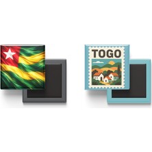 İberk Buzdolap Magnetleri - Togo Bayrağı ve Posta Pulu Tema - 2'li Set Magneti