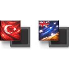İberk Buzdolap Magnetleri - Avustralya Bayrağı ve Türk Bayrağı - 2'li Set Magneti
