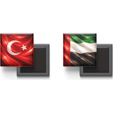 İberk Buzdolap Magnetleri - Birleşik Arap Emirlikleri Bayrağı ve Türk Bayrağı - 2'li Set Magneti