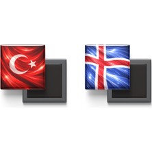 İberk Buzdolap Magnetleri - Izlanda Bayrağı ve Türk Bayrağı - 2'li Set Magneti