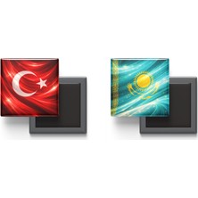 İberk Buzdolap Magnetleri - Kazakistan Bayrağı ve Türk Bayrağı - 2'li Set Magneti