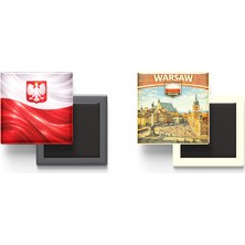 İberk Buzdolap Magnetleri - Polonya Bayrağı ve Retro Tema - 2'li Set Magneti