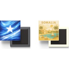 İberk Buzdolap Magnetleri - Somali Bayrağı ve Paper Cut Tema - 2'li Set Magneti