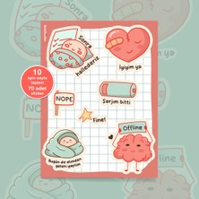 To Design Lab Yorgun Mood Sticker Seti 10 Aynı Sayfa/70 Adet Sticker