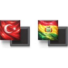 İberk Buzdolap Magnetleri - Bolivya Bayrağı ve Türk Bayrağı - 2'li Set Magneti