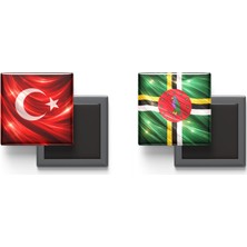 İberk Buzdolap Magnetleri - Dominika Bayrağı ve Türk Bayrağı - 2'li Set Magneti