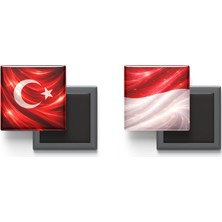 İberk Buzdolap Magnetleri - Monako Bayrağı ve Türk Bayrağı - 2'li Set Magneti