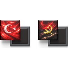 İberk Buzdolap Magnetleri - Angola Bayrağı ve Türk Bayrağı - 2'li Set Magneti