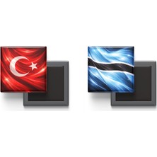 İberk Buzdolap Magnetleri - Botsvana Bayrağı ve Türk Bayrağı - 2'li Set Magneti