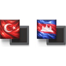 İberk Buzdolap Magnetleri - Kamboçya Bayrağı ve Türk Bayrağı - 2'li Set Magneti