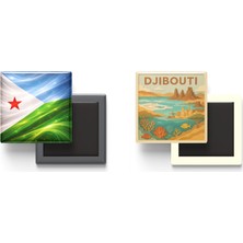 İberk Buzdolap Magnetleri - Cibuti Bayrağı ve Paper Cut Tema - 2'li Set Magneti