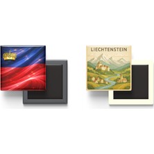 İberk Buzdolap Magnetleri - Lihtenştayn Bayrağı ve Paper Cut Tema - 2'li Set Magneti