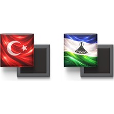 İberk Buzdolap Magnetleri - Lesotho Bayrağı ve Türk Bayrağı - 2'li Set Magneti