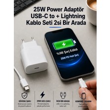 ArmoniaVital 25W Hızlı Şarj Adaptörü Usb-C To Lightning Kablo Seti Güçlü Güvenli Hızlı Şarj Cihazı Dayanıklı Kablo