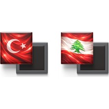 İberk Buzdolap Magnetleri - Lübnan Bayrağı ve Türk Bayrağı - 2'li Set Magneti