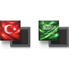 İberk Buzdolap Magnetleri - Suudi Arabistan Bayrağı ve Türk Bayrağı - 2'li Set Magneti