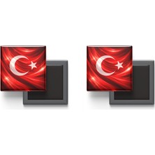İberk Buzdolap Magnetleri - Türkiye Bayrağı ve Türk Bayrağı - 2'li Set Magneti