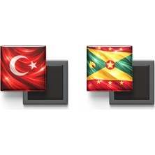 İberk Buzdolap Magnetleri - Grenada Bayrağı ve Türk Bayrağı - 2'li Set Magneti