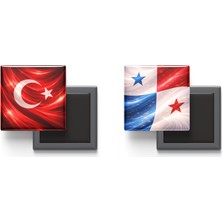 İberk Buzdolap Magnetleri - Panama Bayrağı ve Türk Bayrağı - 2'li Set Magneti