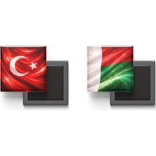 İberk Buzdolap Magnetleri - Madagaskar Bayrağı ve Türk Bayrağı - 2'li Set Magneti