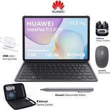 Huawei Huaweı 8 GB Ram 256 GB Hafızalı 11,5 Inç Mat Yüzeyli Dokunmatik Tablet Gri + Klavye + Mouse + Kulaklık + Çanta + Şarj Cihazı Hepsi Bir Arada