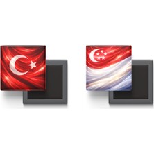 İberk Buzdolap Magnetleri - Singapur Bayrağı ve Türk Bayrağı - 2'li Set Magneti