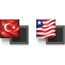 İberk Buzdolap Magnetleri - Liberya Bayrağı ve Türk Bayrağı - 2'li Set Magneti