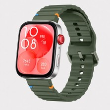 Sneezy Huawei Watch Fit 3 Ile Uyumlu Dalga Desenli Tokalı Yumuşak Soft Silikon Kordon