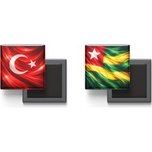 İberk Buzdolap Magnetleri - Togo Bayrağı ve Türk Bayrağı - 2'li Set Magneti