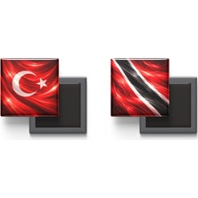 İberk Buzdolap Magnetleri - Trinidad ve Tobago Bayrağı ve Türk Bayrağı - 2'li Set Magneti
