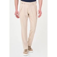 MCR Düz Slim Fit Pileli Kemer Tokalı Erkek Pantolon