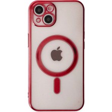 Aslanoğlu Store Iphone 14 Plus Kılıf Magneticsafe Lazer Silikon - Kırmızı