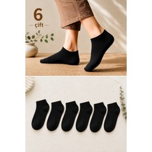 6 Çift Siyah Patik Unisex Çorap | Pamuklu, Nefes Alan, Terletmeyen