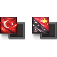 İberk Buzdolap Magnetleri - Papua Yeni Gine Bayrağı ve Türk Bayrağı - 2'li Set Magneti