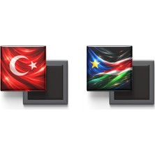 İberk Buzdolap Magnetleri - Güney Sudan Bayrağı ve Türk Bayrağı - 2'li Set Magneti